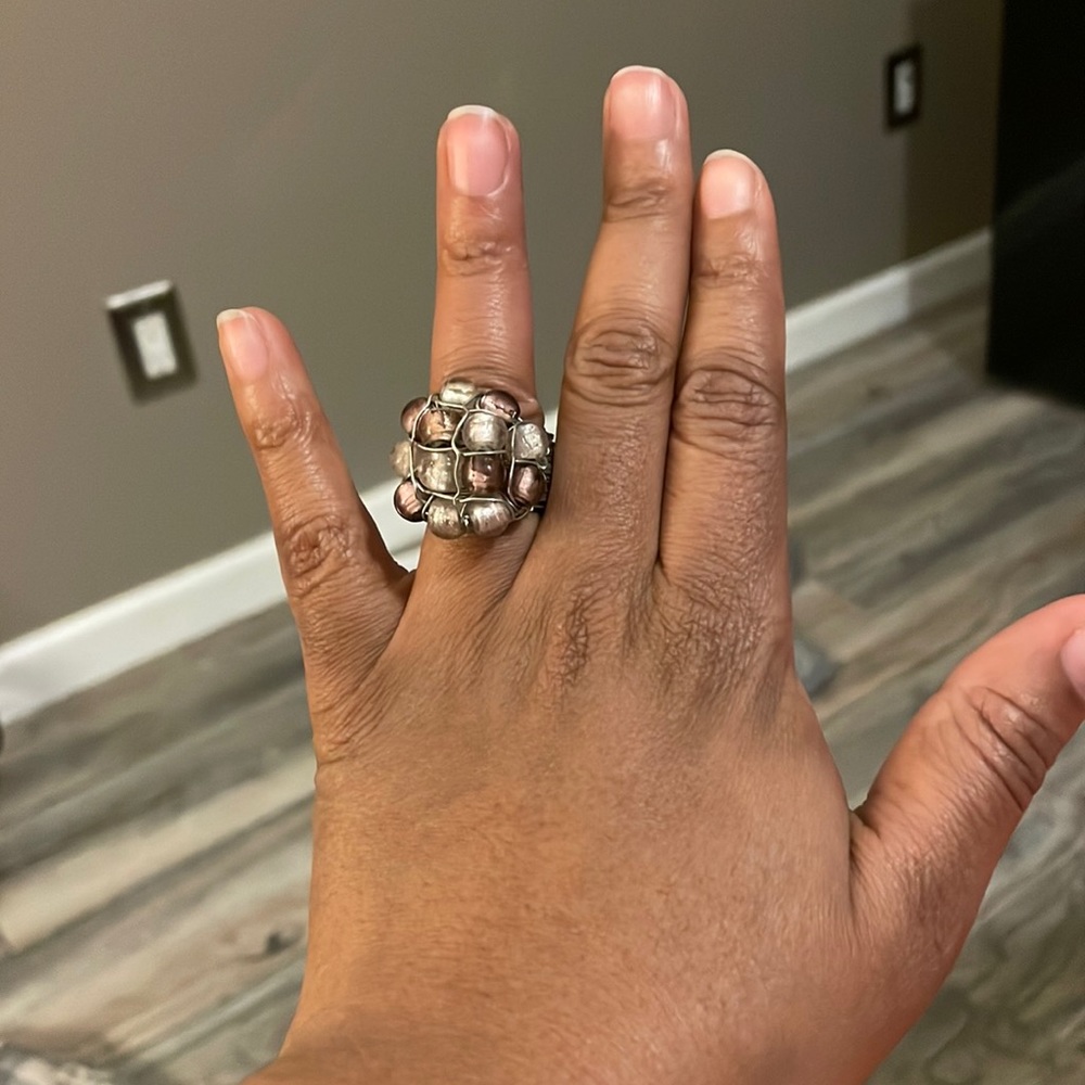 Vintage purple Beaded silver ring size 6